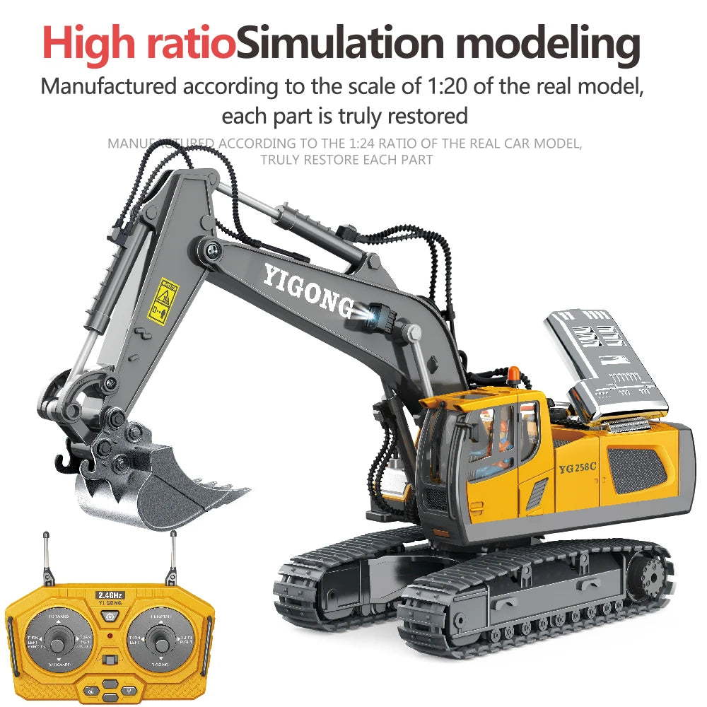 RC Excavator & Construction Toy Set – Remote Control Dump Truck & Bulldozer for Kids