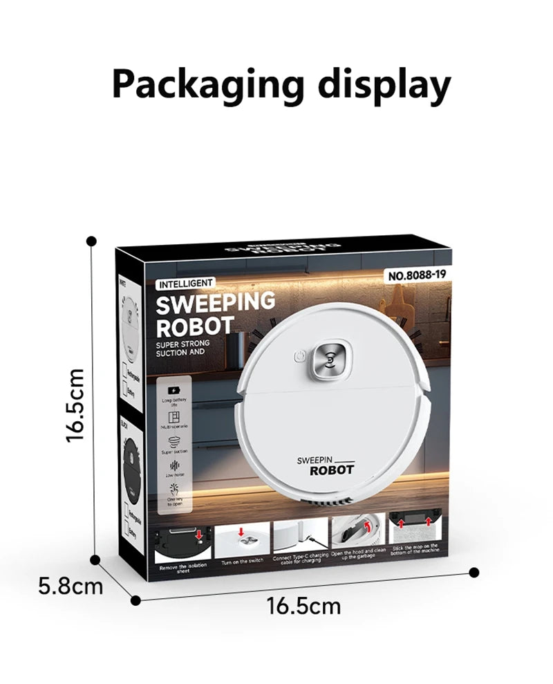 Mini 3-in-1 Robot Vacuum Cleaner — Intelligent Smart Sweeping Robot for Home Floor, Carpet, Dust & Mopping