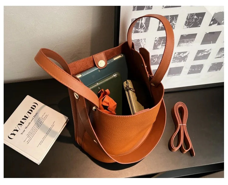 Luxury PU Bucket Bag – Trending Crossbody Shoulder Tote for Women 2026