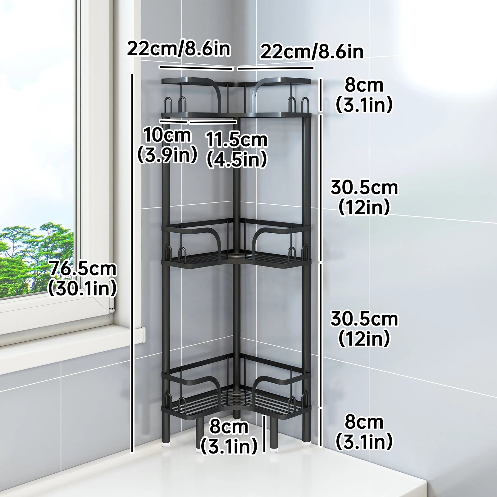 Bathroom Corner Shelf — Multi-Layer Freestanding Storage Rack for Shower & Bath Supplies