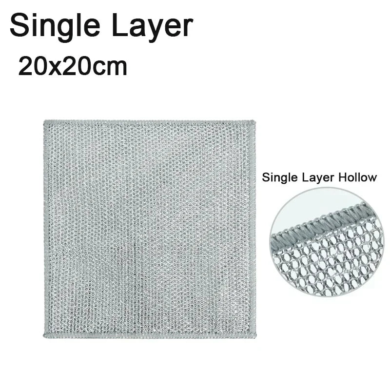 Scrub Smarter. Clean Deeper. — Wire Dishcloth Scrubber & Scouring Pads | Double/Single Layer, Scratch-Free, Machine Washable, 2/5/10pcs