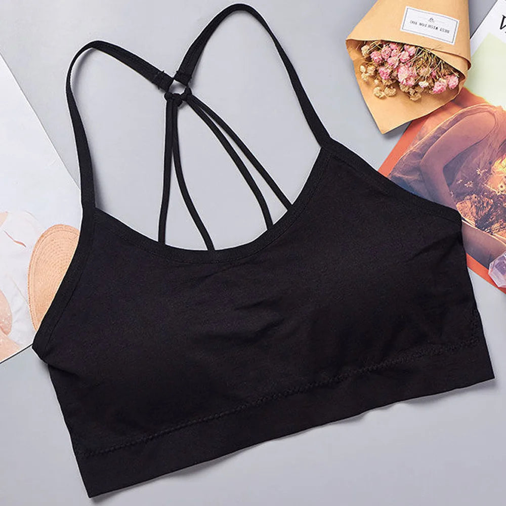 Women’s Seamless Wide-Strap Yoga Crop Top — Breathable Activewear