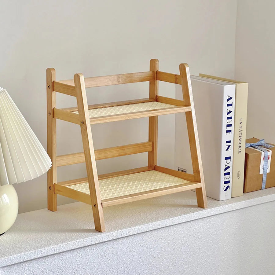 2-Layer Bamboo Coffee Cup Holder & Countertop Organizer Shelf