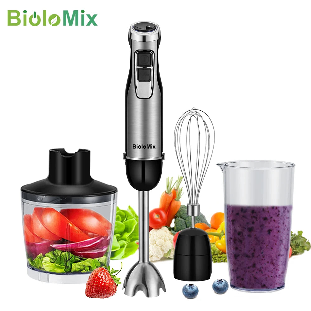 4-in-1 1200W Immersion Hand Blender — Chopper, Smoothie Cup & Stainless Steel Ice Blades
