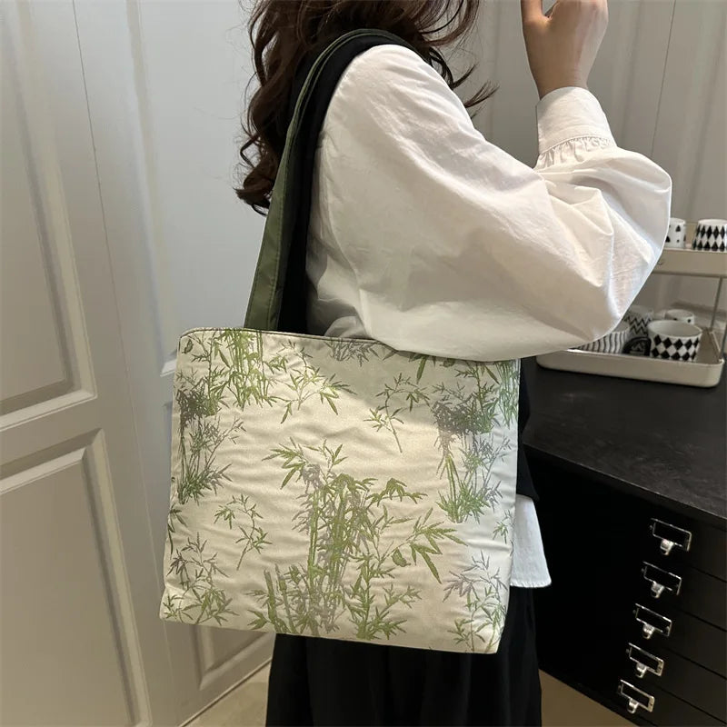 Floral Embroidery PU Tote Bag – Large Capacity Shoulder Crossbody Armpit Bag for Women