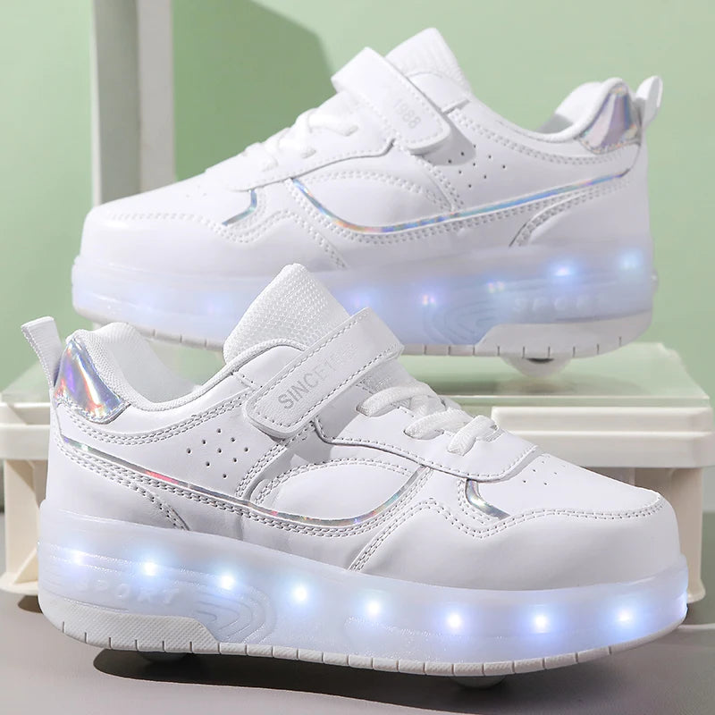 Children's LED Light Roller Skates – Multi-Functional Detachable Wheel Shoes, Size 29-41 for Students