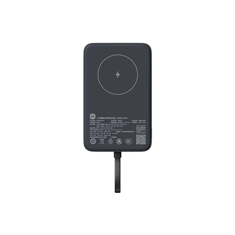 Xiaomi 10000mAh Magnetic Power Bank 33W – Built-in USB-C Cable, Wireless Charging for iPhone & Android