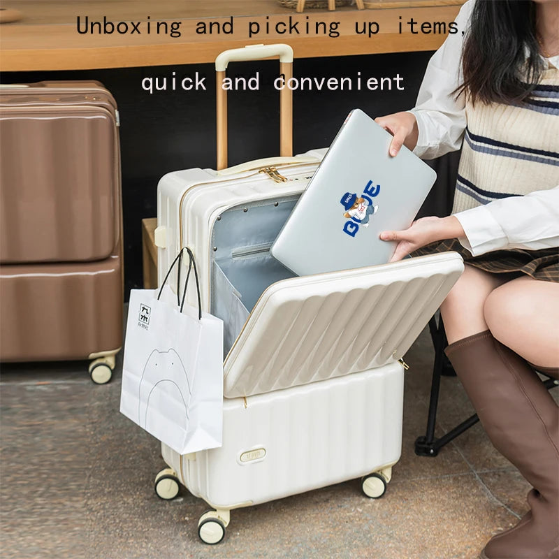 20/24" Multifunctional Trolley Carry-On Suitcase — Dry & Wet Separation, Customs Lock, Universal Wheels