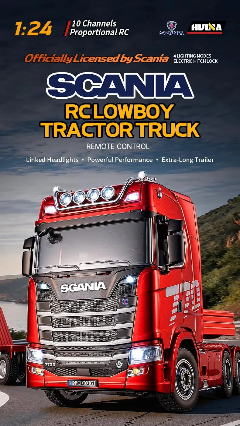 HUINA 1501 1:18 Scale RC Semi Trailer Truck with Sound & Lights – 770S Flatbed Engineering Model