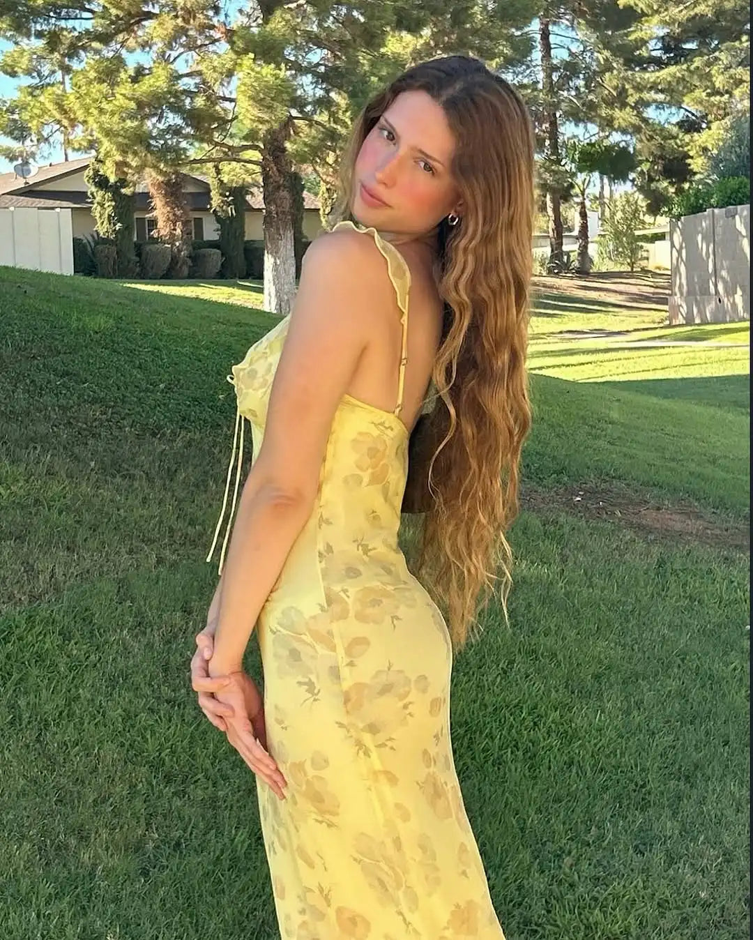 Floral Plunge Backless Maxi Dress — Sexy Fairy Beach Vacation Dress