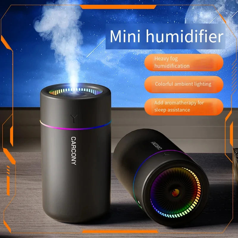 280ml Aroma Diffuser & Air Humidifier — Colorful LED Atmosphere Light, Silent, for Home & Car