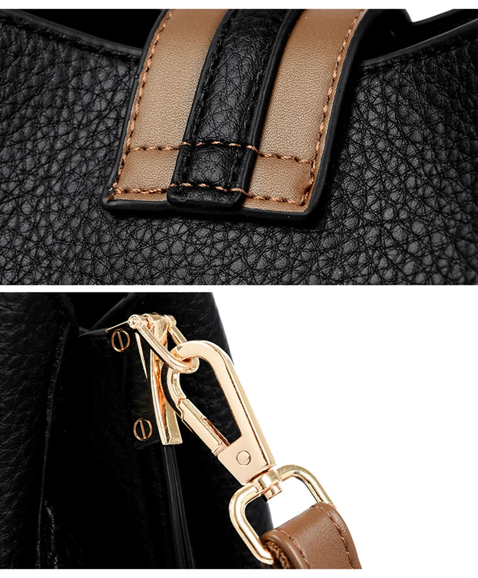 KMFFLY Patchwork Lock Square Shoulder Crossbody Bag – High Capacity PU Leather Handbag for Women