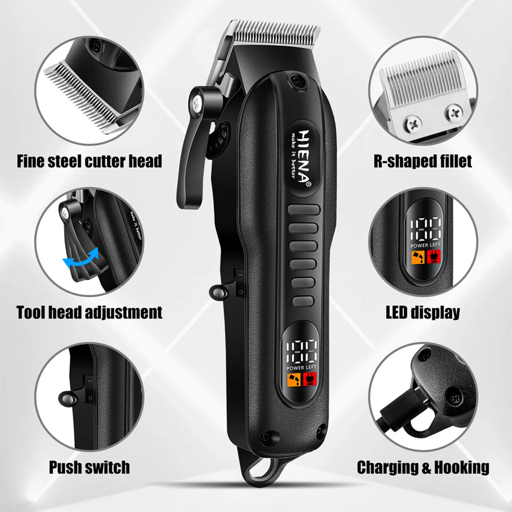 HYN-222 Professional Hair Clipper – Rechargeable, Stainless Steel Blade, 180-Min Battery, Washable Head
