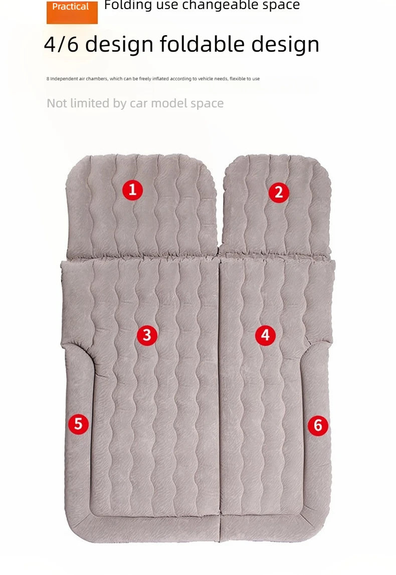 Car Inflatable Mattress – Soft Fabric Backseat Air Bed for Road Trips & Camping, Multiple Colors