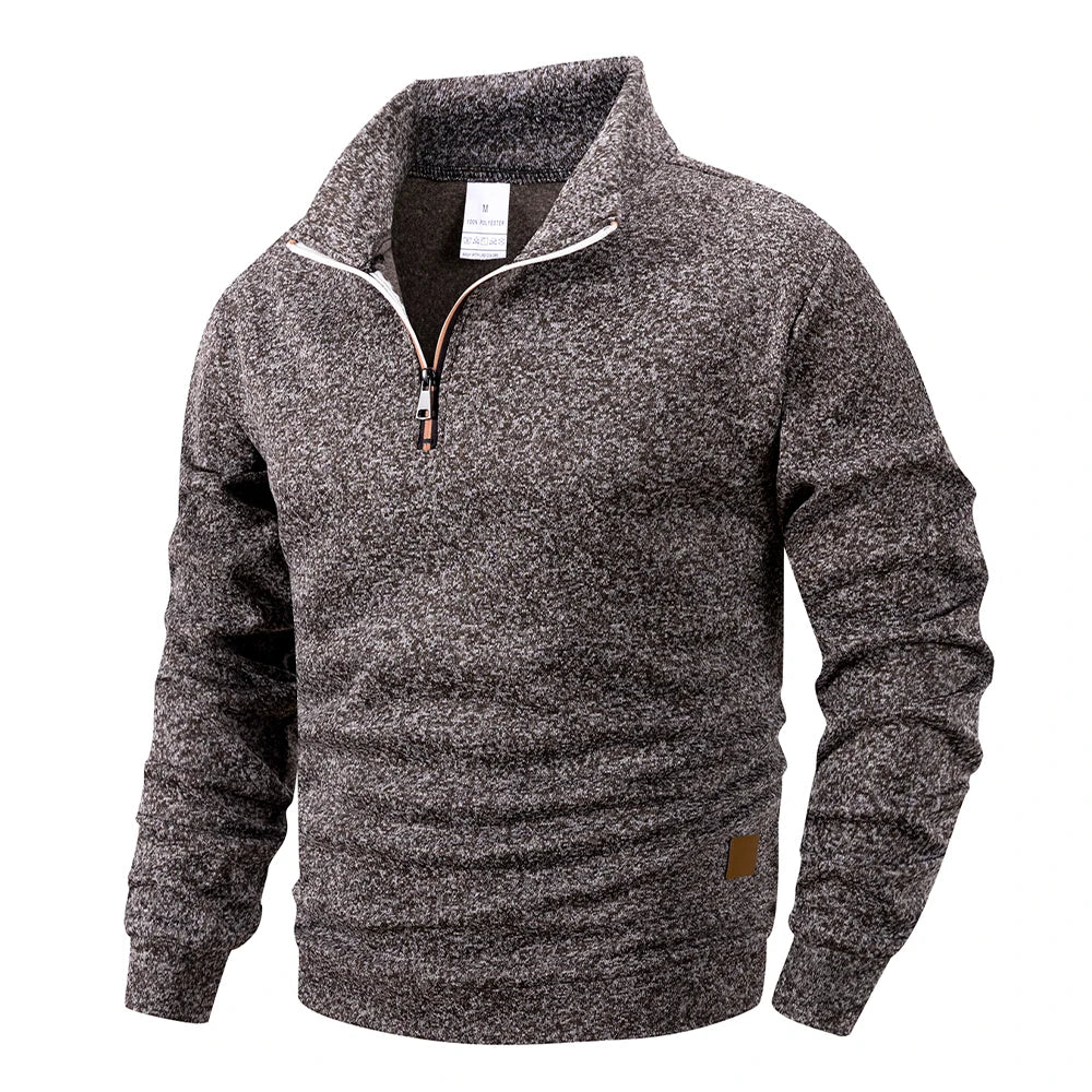 Men's Half-Zip Stand Collar Knitted Pullover — Smart Casual Knitwear
