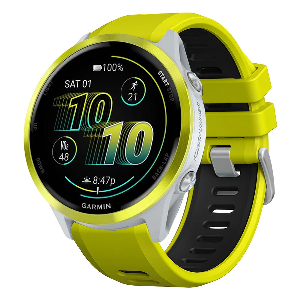Two-Tone Silicone Sport Watch Band for Garmin Forerunner 265/255/570 & Venu 2/3 | 22mm Quick Release Strap