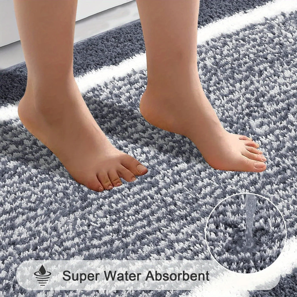 Washable Microfiber Bathroom Rug Set – 3-Piece Non-Slip Absorbent Bath Mats with U-Shaped Toilet Mat, 8 Colors