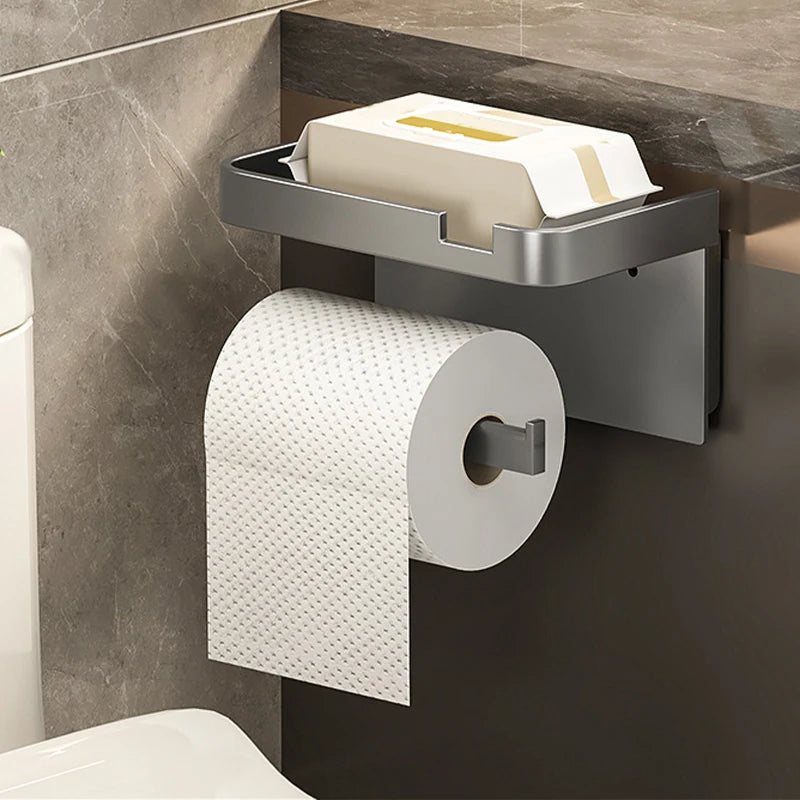 Wall-Mounted Toilet Paper & Storage Rack — Multi-Use Bathroom & Kitchen Organizer