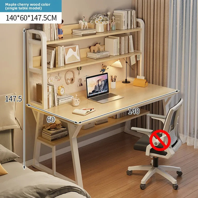 Computer Desk with Integrated Bookshelf — Simple Wood Writing Desk for Small Apartments, Multiple Sizes & Finishes