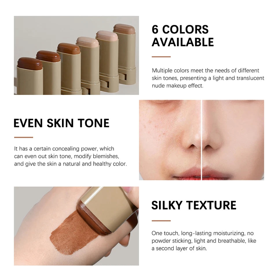 Skin Tint Foundation Stick — Waterproof Nourishing Tinted Serum Contour Balm