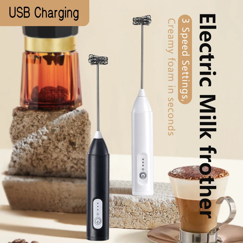 Wireless USB Rechargeable Milk Frother – 3-Speed Handheld Foam Maker & Coffee Whisk