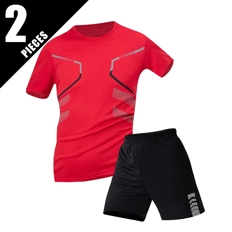 Men's Quick-Dry Short Sleeve & Shorts Set – Plus Size Leisure Running Fitness 2–6 Piece