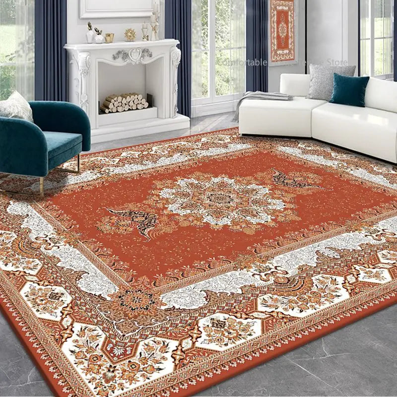 Persian Style Large Area Carpet – Retro Non-Slip Washable Rug for Living Room & Bedroom
