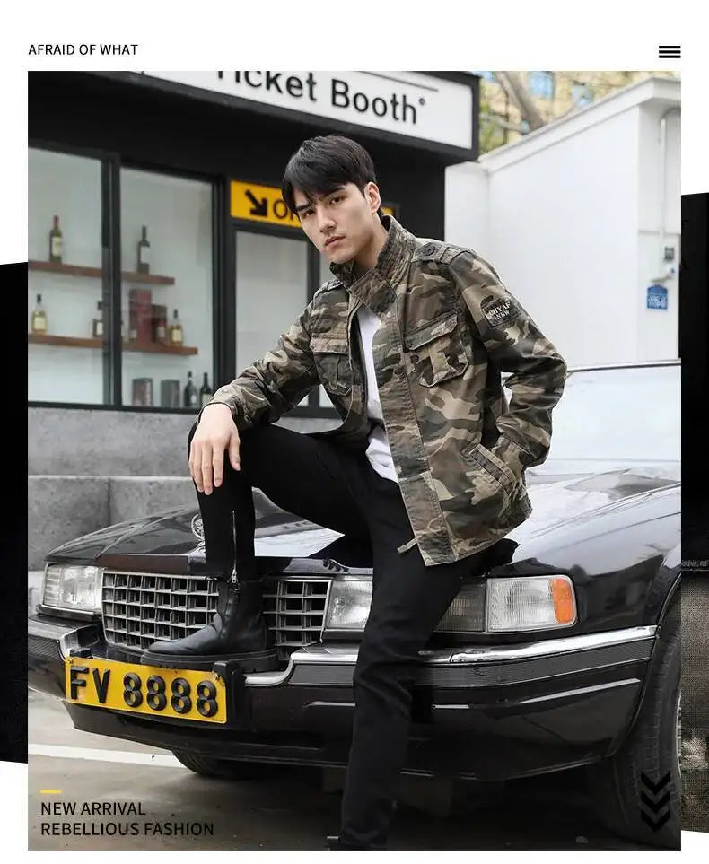 Men's Camouflage Cotton Work Jacket – Stand Collar