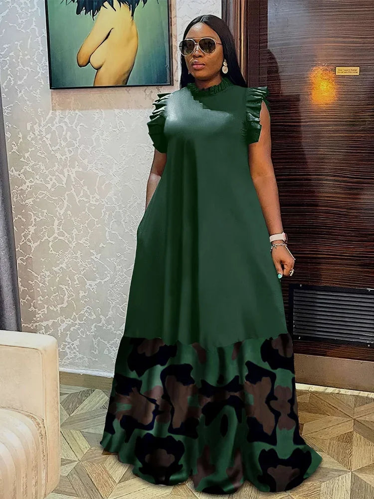 Sleeveless Ruffles A-Line Loose Elegant Maxi Dress — Casual Splice Sexy Long Dress