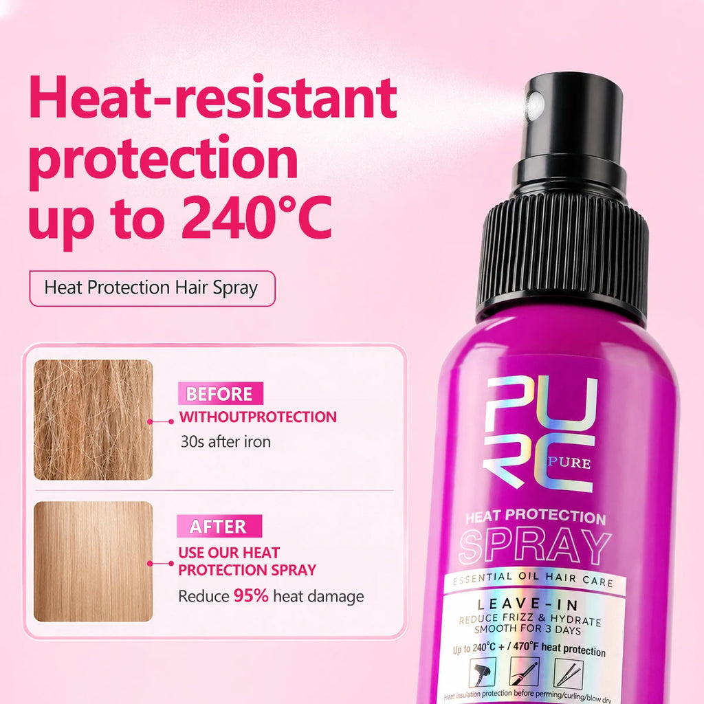 PURC Heat Protection Spray Smoothing Anti Frizz Dry Hair Scalp Treatment Hair Care Products for Women