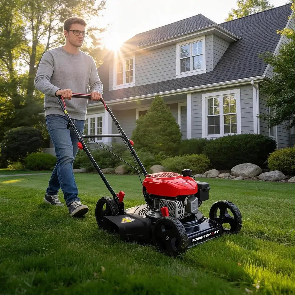 EasyCut 18" 144cc Gas Lawn Mower | 4-Stroke OHV Engine, Heavy-Duty Steel Deck, Side Discharge, 5-Position Height Adjustment, Walk-Behind Push Mower