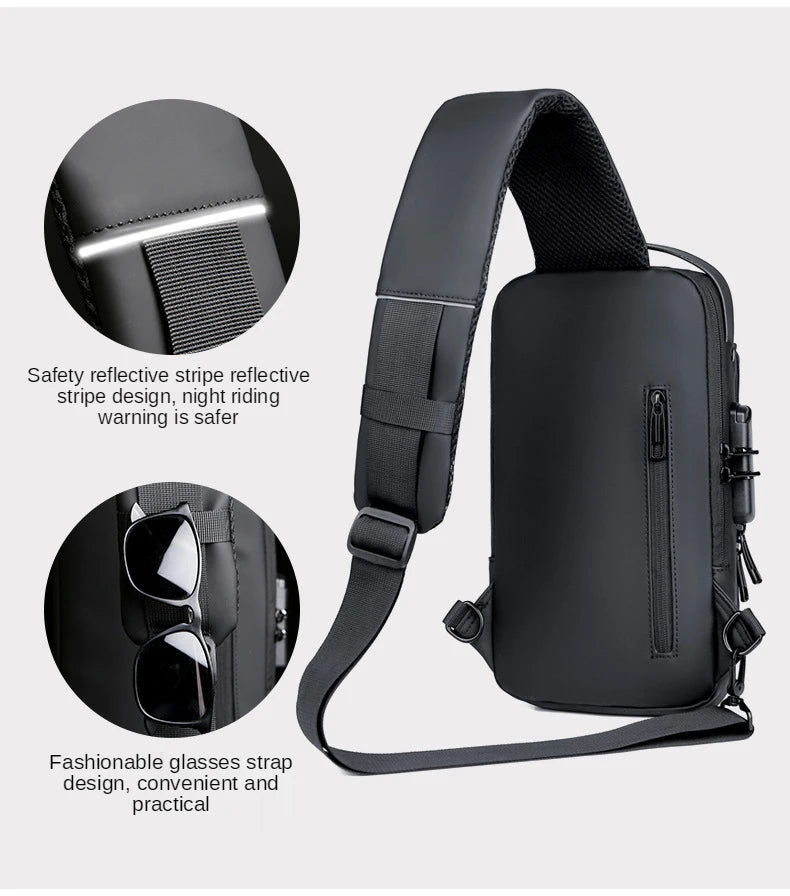 Men's Anti-Theft PU Leather Crossbody Bag – Multifunctional Shoulder & Chest Bag