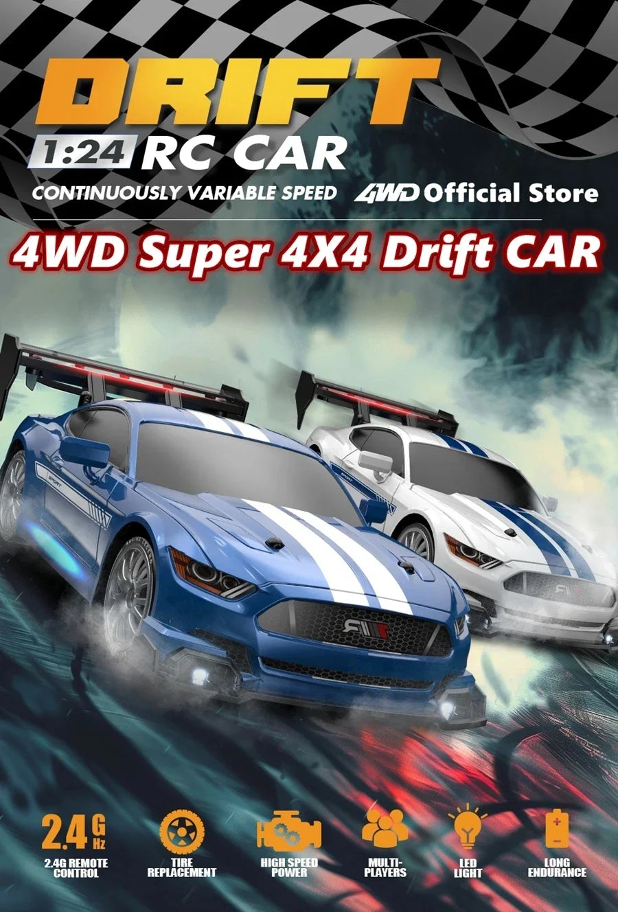 1:24 Scale 4WD RC Drift Car – 20KM/H Off-Road Racing Truck with LED Lights