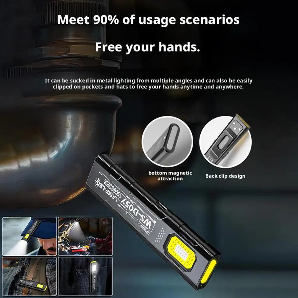 550 Lumen EDC USB-C Flashlight – COB Side Light, Red & Blue Modes, Pen Clip Outdoor Torch