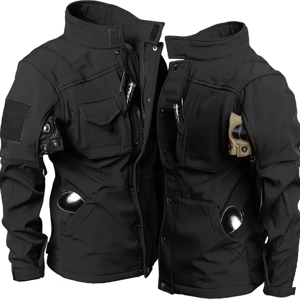 Men's Tactical Soft Shell Jacket & Cargo Pants Set – Waterproof Fleece-Lined Winter 2-Piece