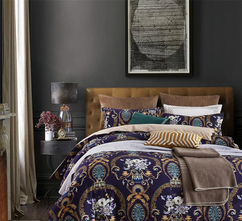 500TC Egyptian Cotton Bedding Set – 4 or 6-Piece Luxury Duvet Cover with Sheet & Pillowcases, 19 Colors