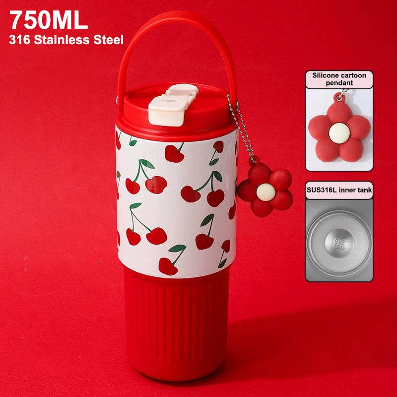 750ml 316 SS Vacuum Thermos Tumbler – Hot & Cold, Leakproof, Car Cup Holder Fit, Gift for Women, 6 Colors