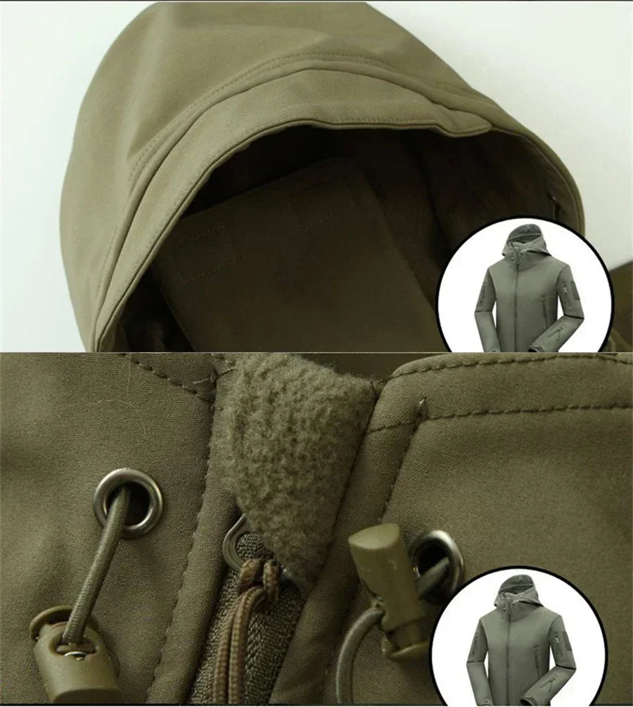 Men's Camouflage Tactical Set – Waterproof Softshell Fleece Jacket & Cargo Pants
