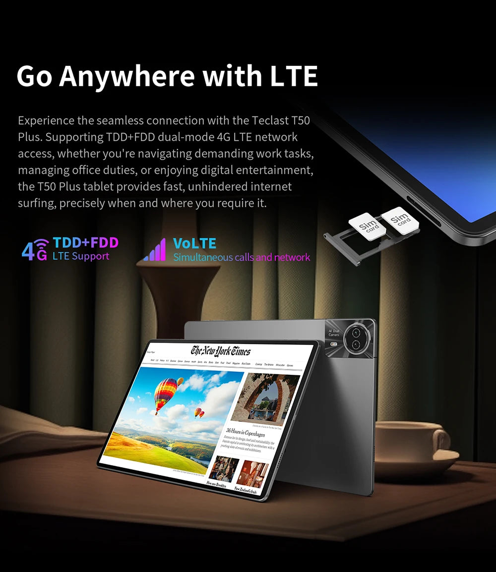 Teclast T50 Plus 11" Android 16 Tablet – 8GB RAM, 128GB, 120Hz, 4G LTE, Widevine L1