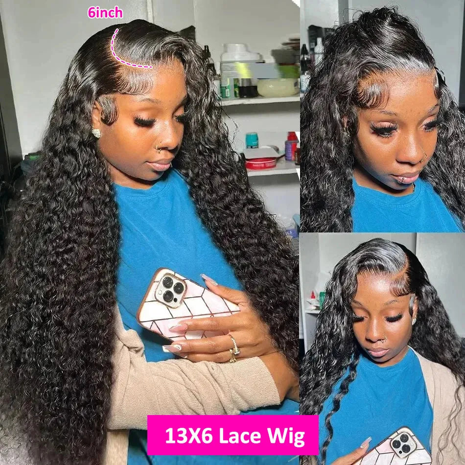 40 Inch Deep Wave Frontal Wig | 13x4 13x6 HD Lace Loose Wave Pre-Plucked Brazilian Human Hair
