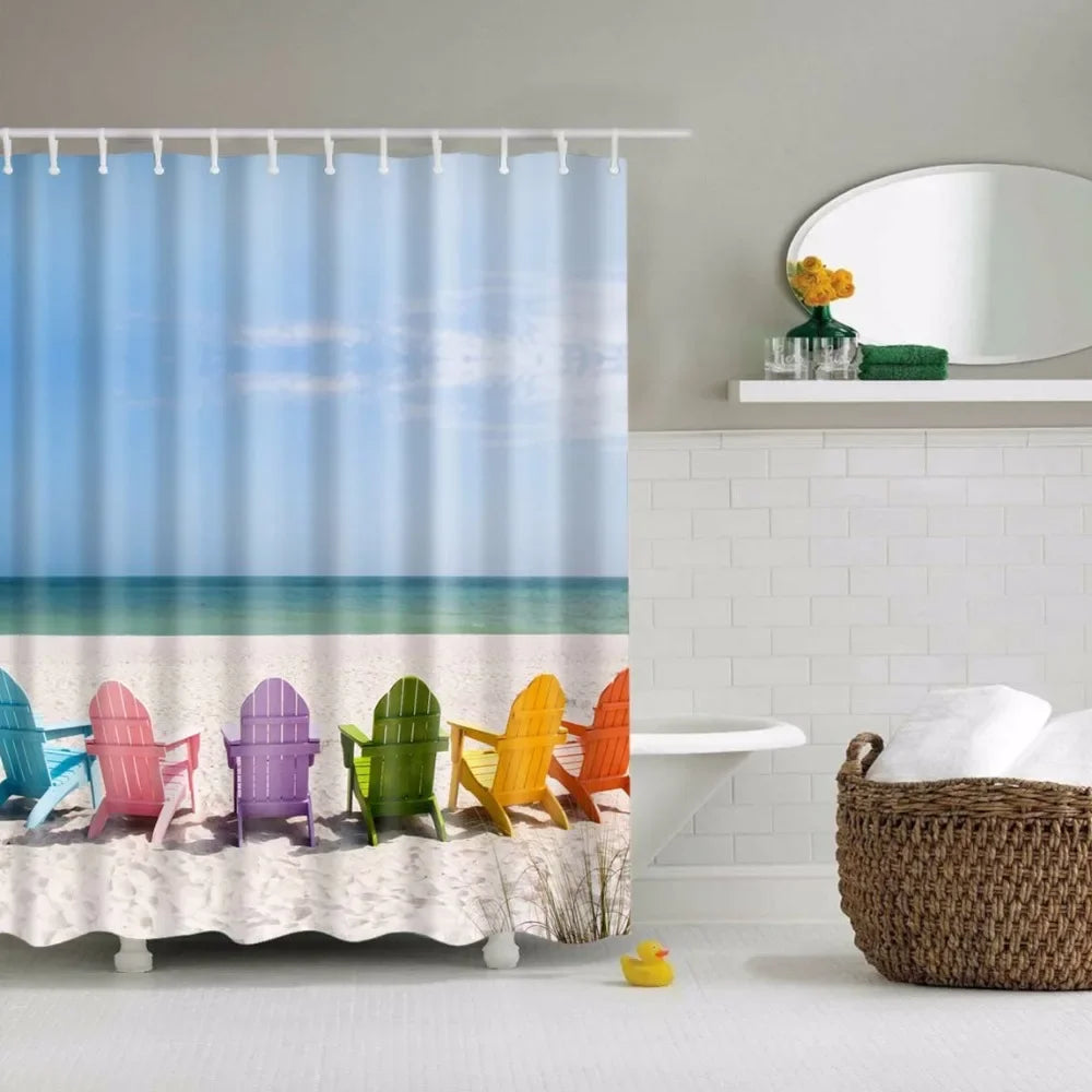 Seaside Beach Shells Bathroom Shower Curtain