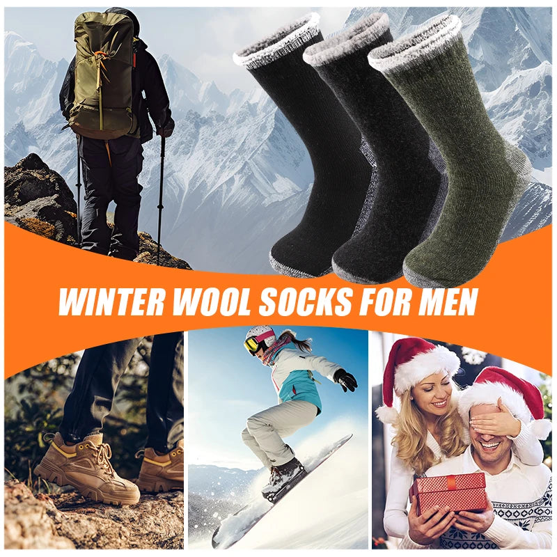 Men's Thick Wool-Blend Crew Socks, 3 Pairs