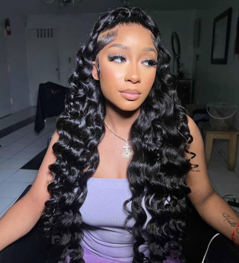 40 Inch Loose Deep Wave Lace Front Human Hair Wig Brazilian Nature Wave Curly Wigs Human Hair 13x6 HD Lace Frontal Wig For Women