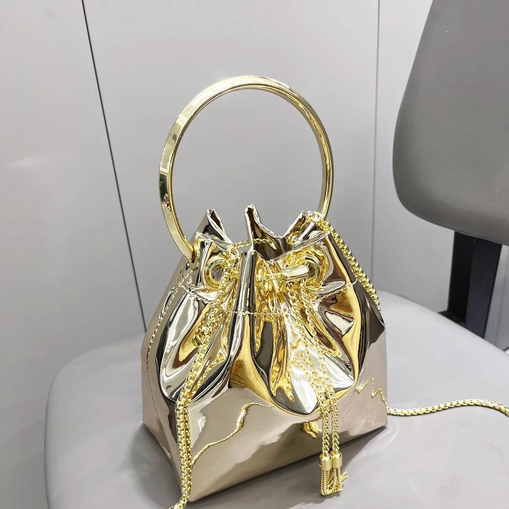 Luxury Evening Clutch Bucket Bag – Designer Shoulder Purse for Banquet & Party