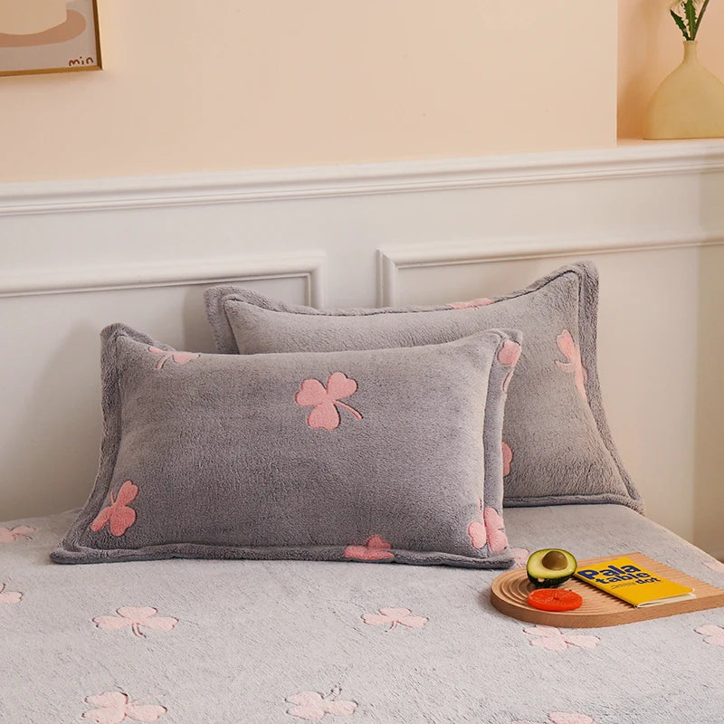 Double-Sided Flannel Coral Fleece Duvet Cover – Thick Warm Winter Bedding, 8 Colors & 6 Sizes