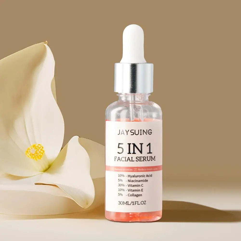 5-in-1 Vitamin C Brightening Face Serum — Hyaluronic Acid, Niacinamide & Collagen (30ml)