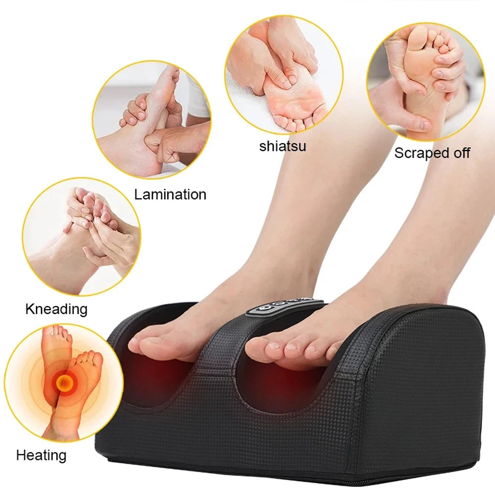 Electric Shiatsu Foot Massager — Heated Kneading Roller for Calf & Foot Pain Relief