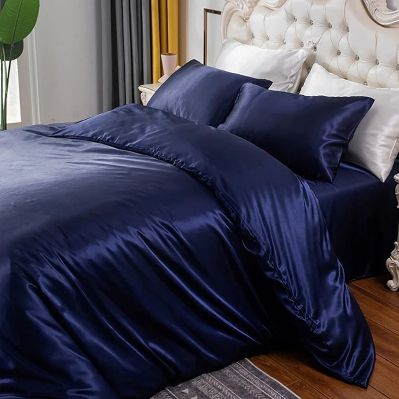 Silky Textured Duvet Cover Set – Microfiber Comforter Cover with Pillow Shams, Multiple Sizes