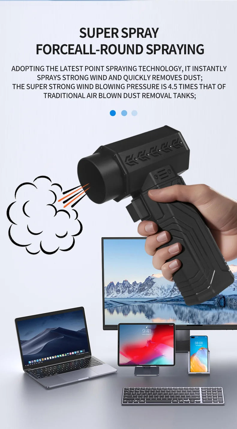880000RPM Turbo Jet Fan Air Blower – 10000mAh 600g Thrust Brushless Duster for Car & Leaf Removal