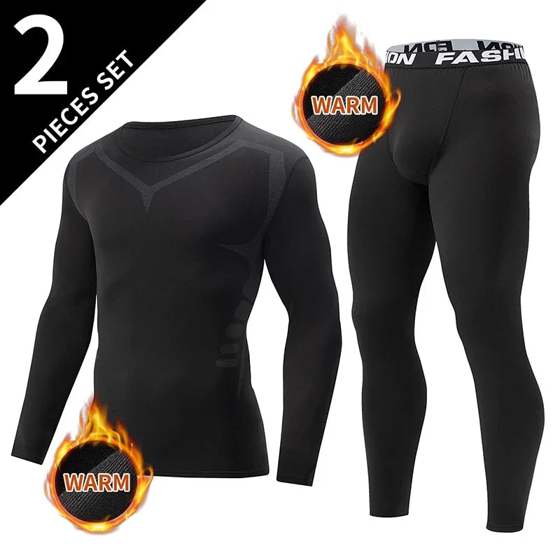 Men's Warm Long Sleeve Top & Pants Set – Tight Fitness Running Yoga Athlete Sport Suit